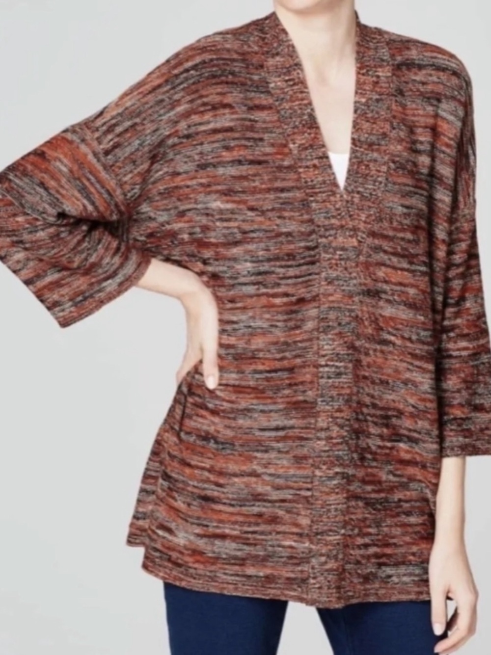 J. Jill Pure Jill Campari Marled Knit Pullover V-Neck Sweater, Women's 1X